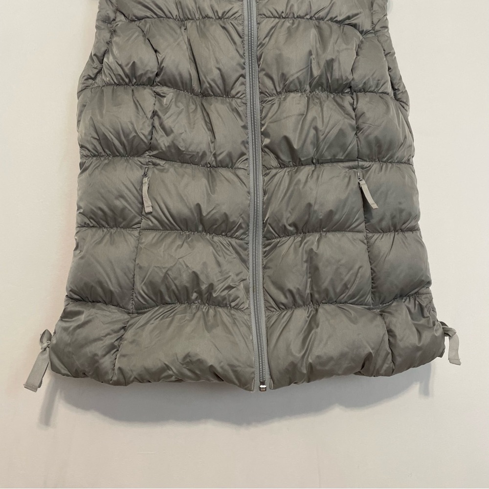 EDDIE BAUER 550 Fill Power GOOSE DOWN Puffer Vest Gray Grey Hooded Winter Small - Picture 3 of 16